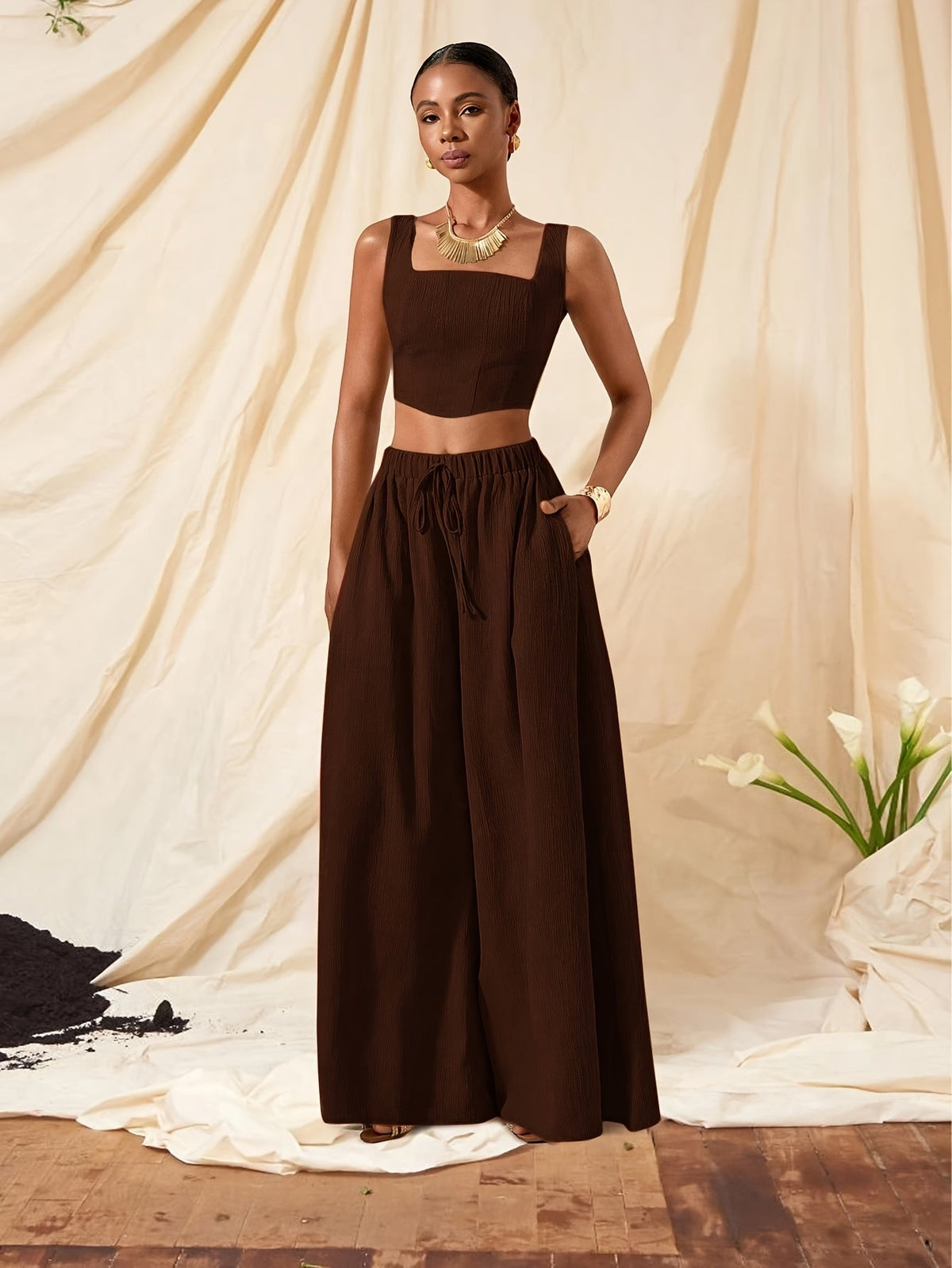 Alessia | Tank Top and Wide-Leg Pants Set with Pockets