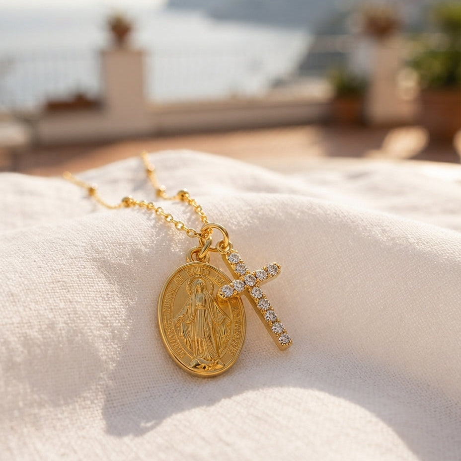 Belladonna | Necklace with Miraculous Medal and Cross