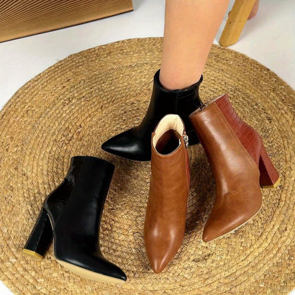 Alexandra | Elegant Western Style Wide Heel Pointed Toe Booties