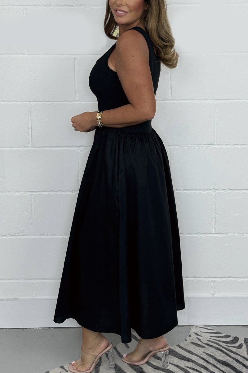 Jorellaia | Women's Sleeveless A-Line Dress with Elegant Square Neckline