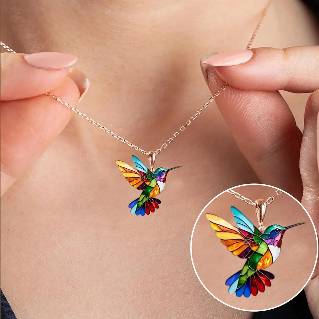 Vaila™ Hummingbird Rainbow Necklace + Matching Earrings Gift