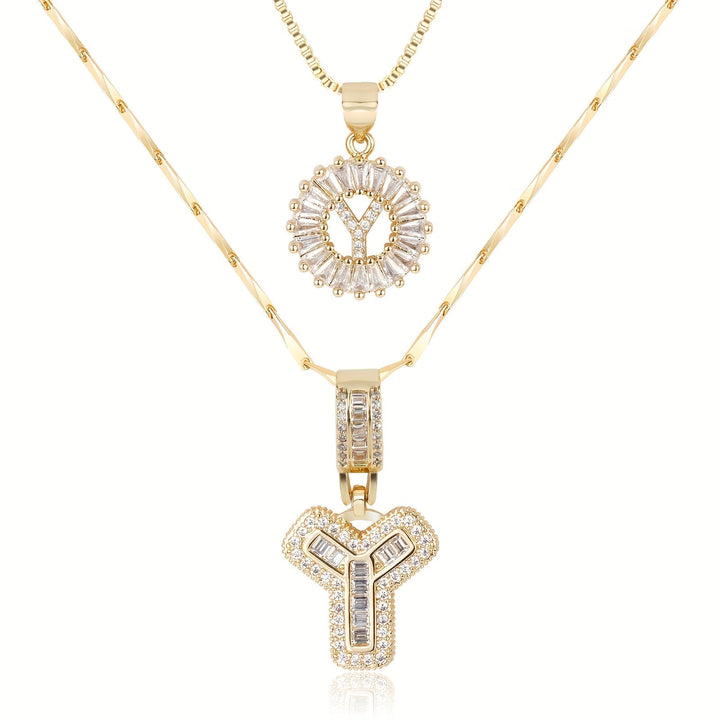Primrose™ Initial Letter Necklaces with 14k Diamonds (2 pieces)