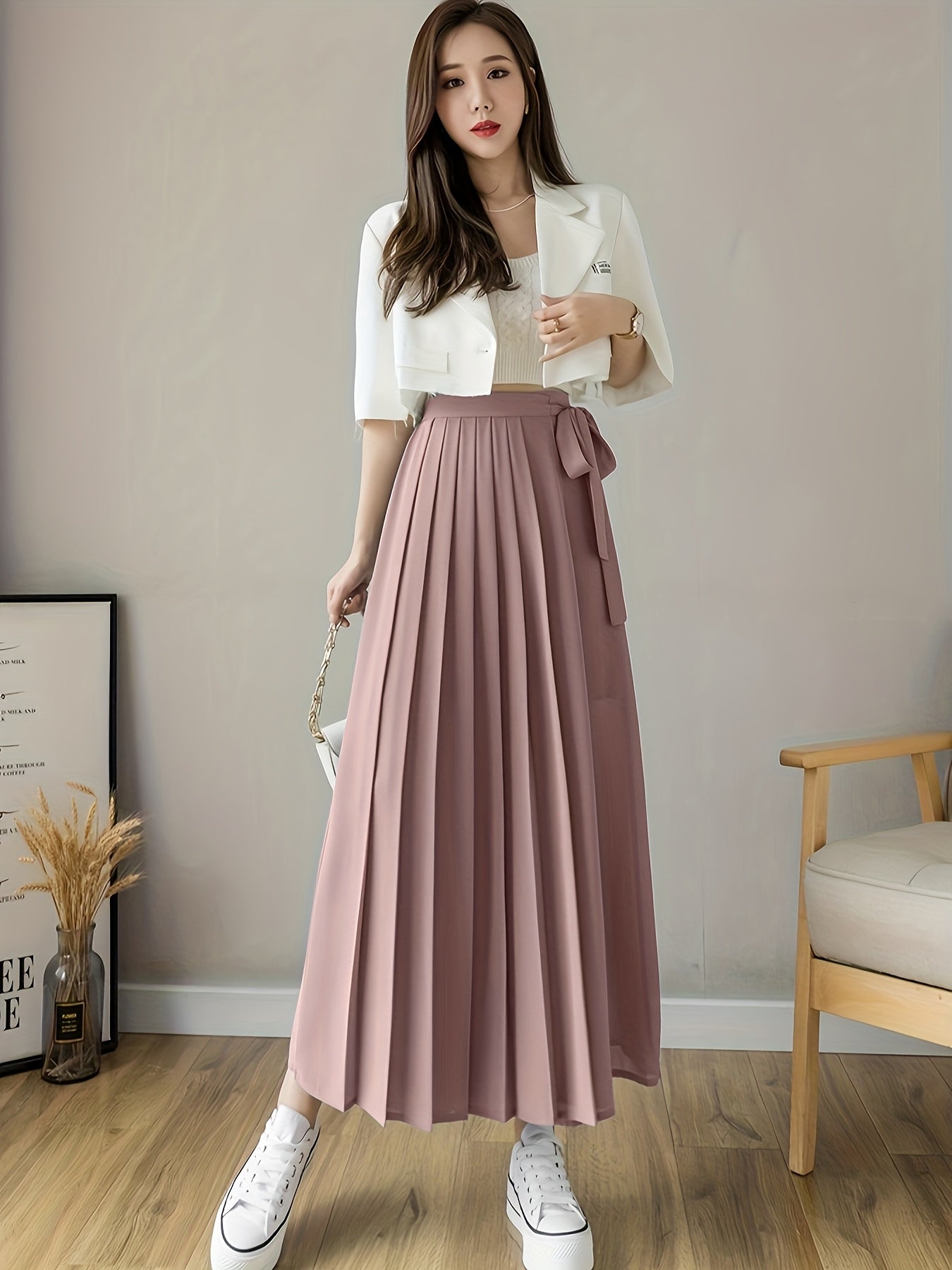 Caexine | Wide Leg Pleated Pants with Elegant Cut