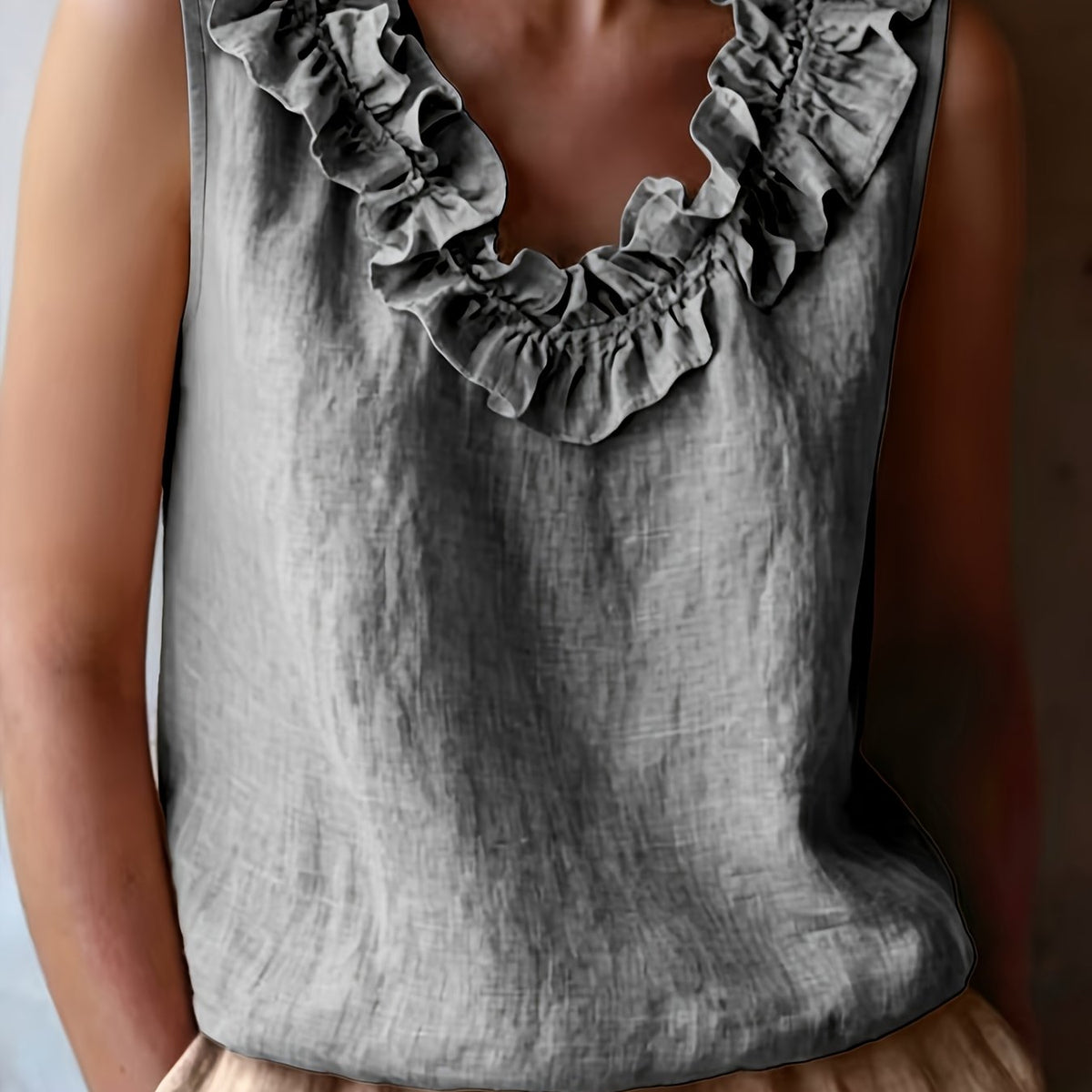 Katherine | Sleeveless Ruffled Loose Cut Blouse for Spring/Summer