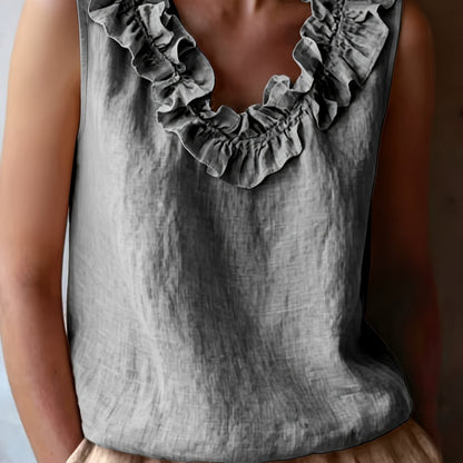 Katherine | Sleeveless Ruffled Loose Cut Blouse for Spring/Summer