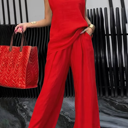 Kalia™ Casual Two-Piece Set with Sleeveless Top and Wide Leg Pants