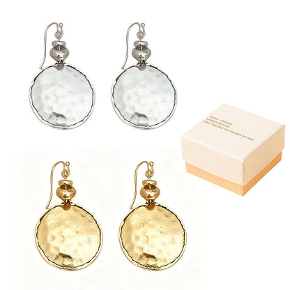 Hope | Vintage Style Hammered Metal Dangle Earrings