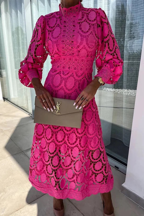 Jalvique | Midi Party Dress with Lace Sleeves