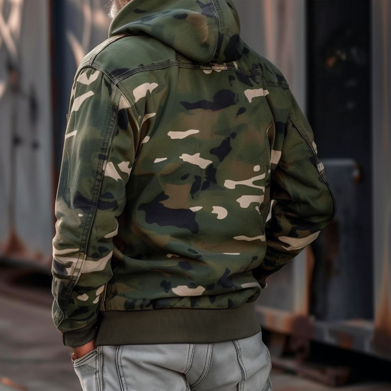 Cavonni™ Camouflage Cargo Jacket with Hood and Multiple Pockets