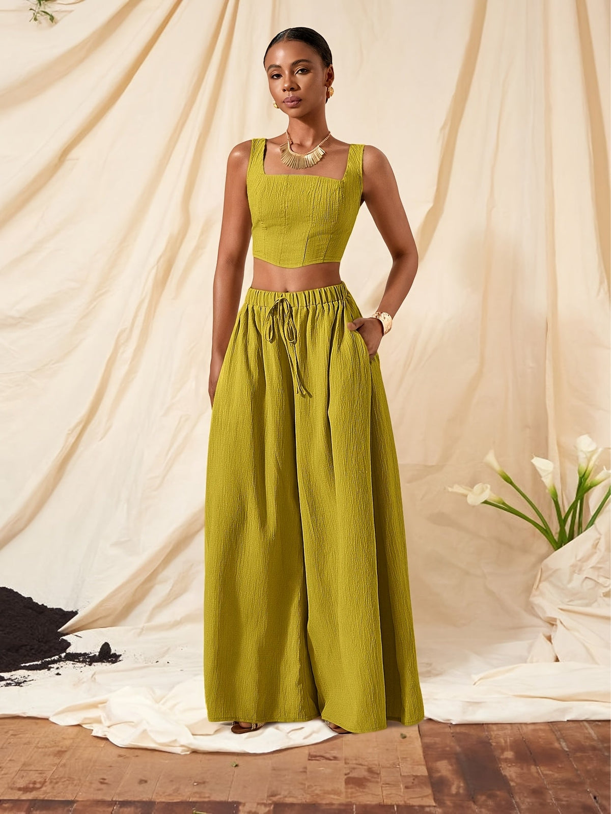 Alessia | Tank Top and Wide-Leg Pants Set with Pockets