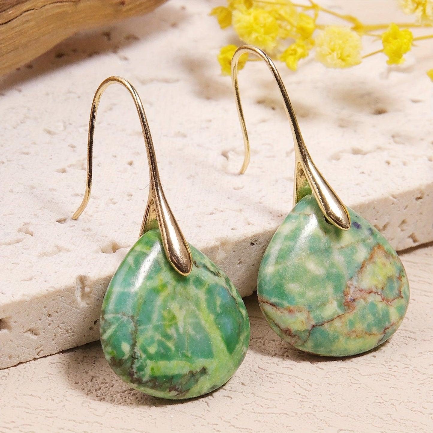 Mirea | Natural Stone Drop-Shaped Earrings with Elegant Style