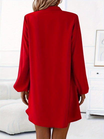 Faria™ Elegant Long Sleeve V-Neck Dress