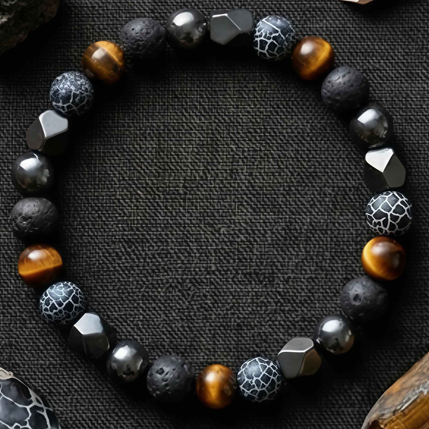 Korevane™ Handmade Natural Stone and Hematite Bracelet for Men