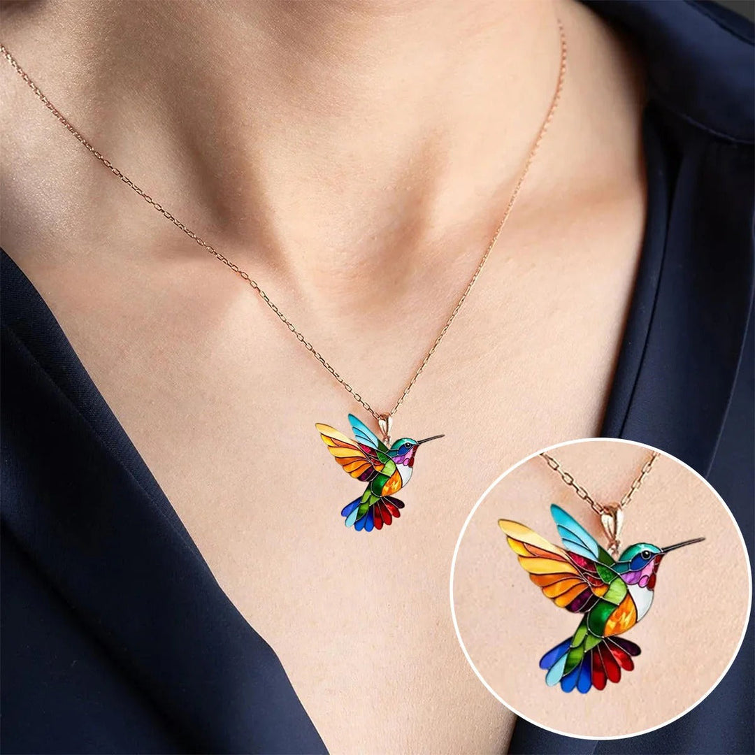Vaila™ Hummingbird Rainbow Necklace + Matching Earrings Gift