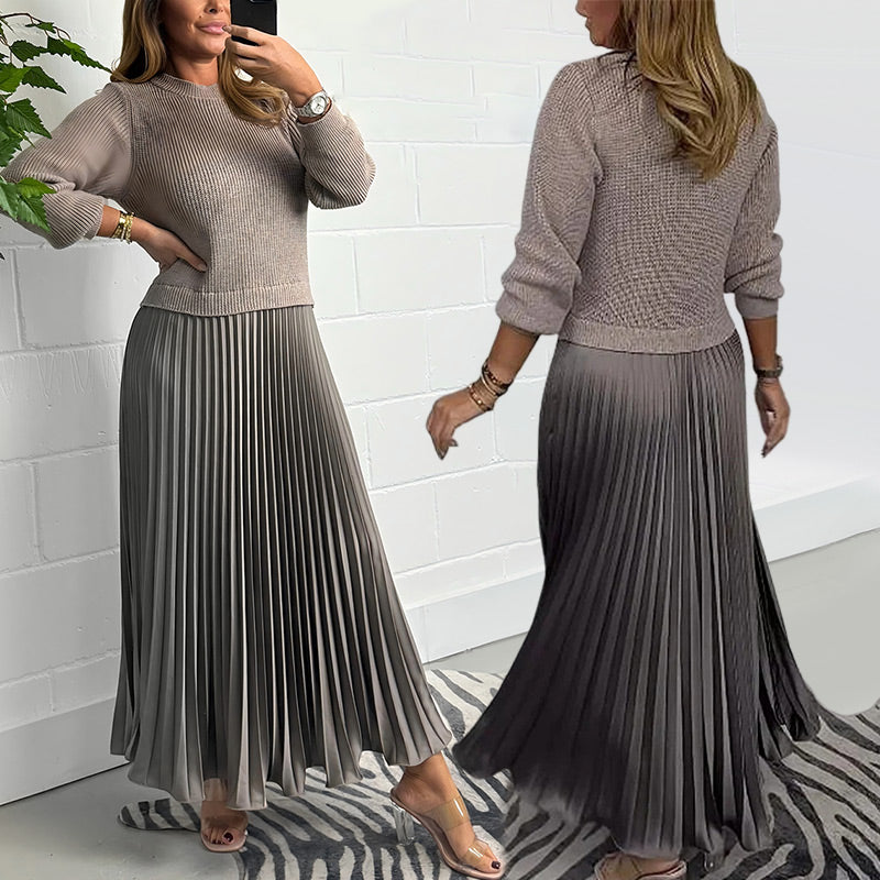 Galira | Elegant Pleated Dress for Women with Round Neck