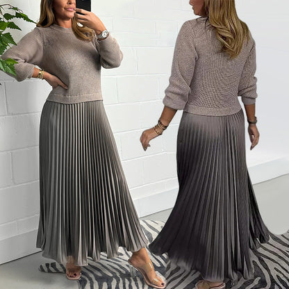 Galira | Elegant Pleated Dress for Women with Round Neck