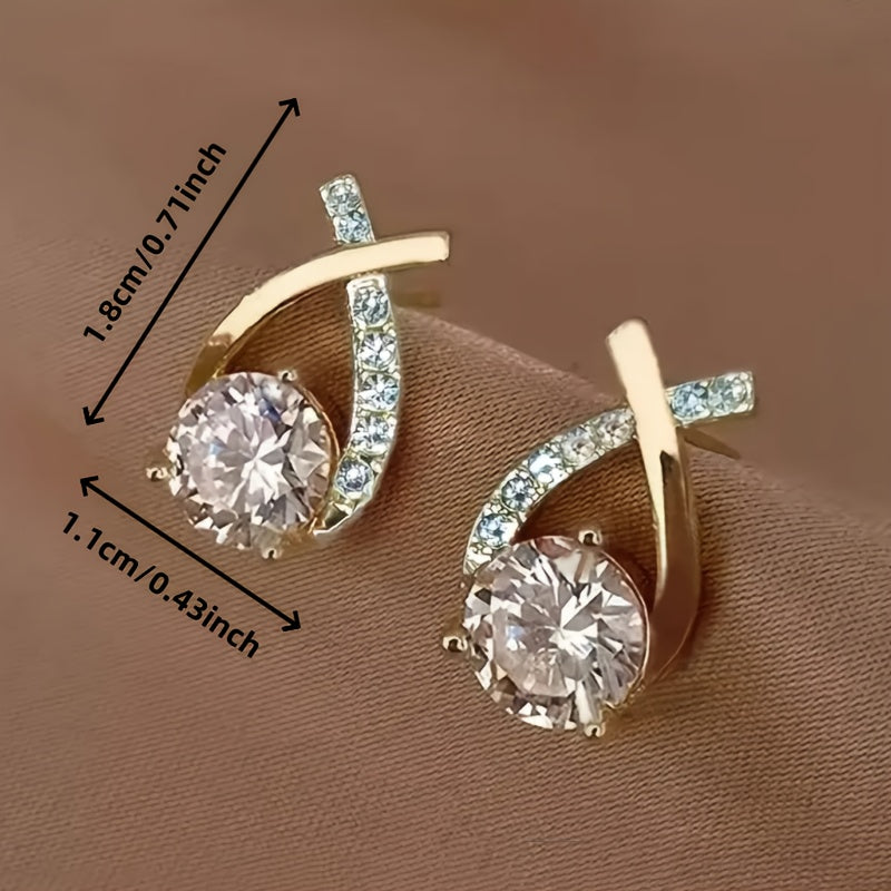 Xara™ Elegant Cross-Shaped Stud Earrings for Daily Wear