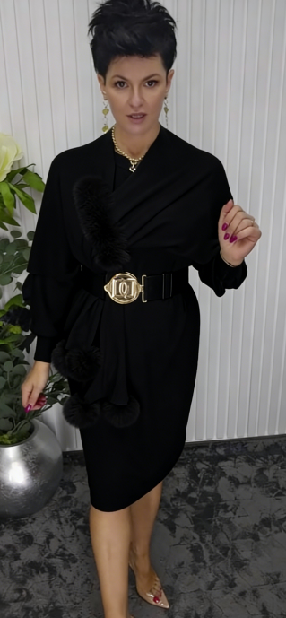 Danira | Women's Long Sleeve Dress with Soft Decorative Scarf