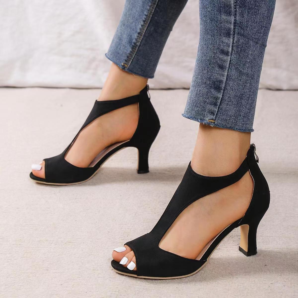 Alouettea™ Heeled Shoes with Side Cut-Out and Peep Toe