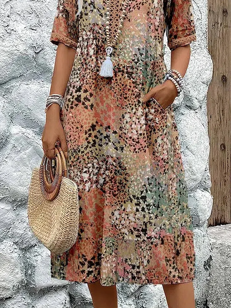 Javessa | Vibrant Midi Dress for Women with Eye-Catching Style