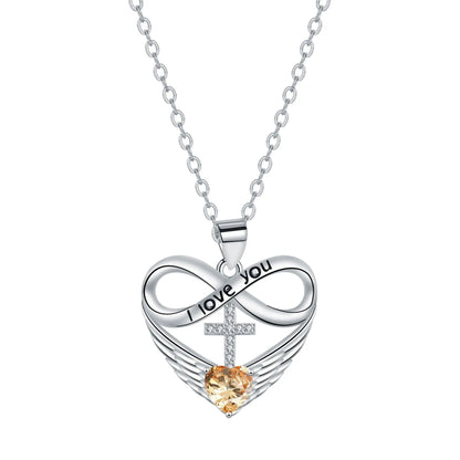 Valencia | Red Heart Necklace with Angel Wings and Cross