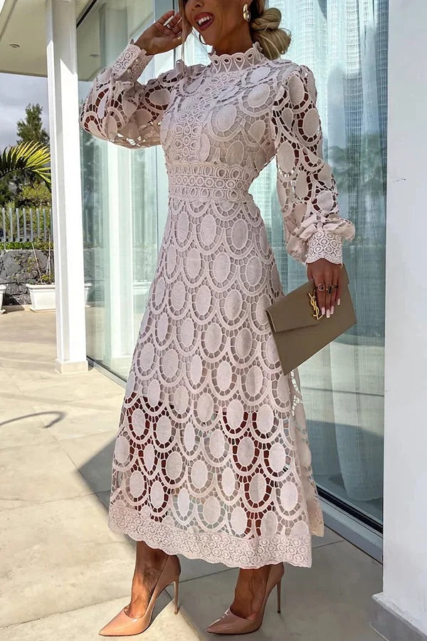 Jalvique | Midi Party Dress with Lace Sleeves