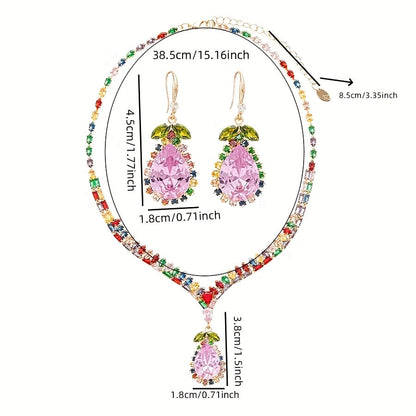 Quothex | Elegant Multicolor Drop Design Necklace and Earrings Set