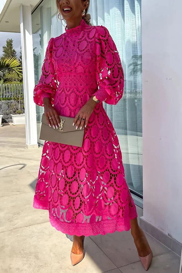 Jalvique | Midi Party Dress with Lace Sleeves