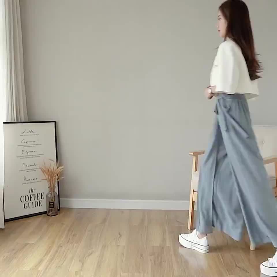 Caexine | Wide Leg Pleated Pants with Elegant Cut