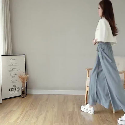 Caexine | Wide Leg Pleated Pants with Elegant Cut