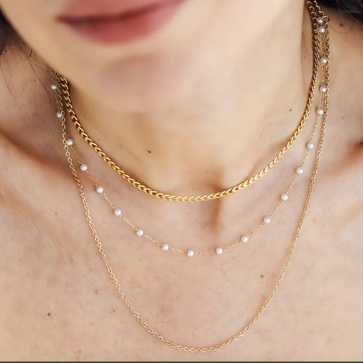 Winsley™ Elegant Three-Layer Necklace with Gold Finish