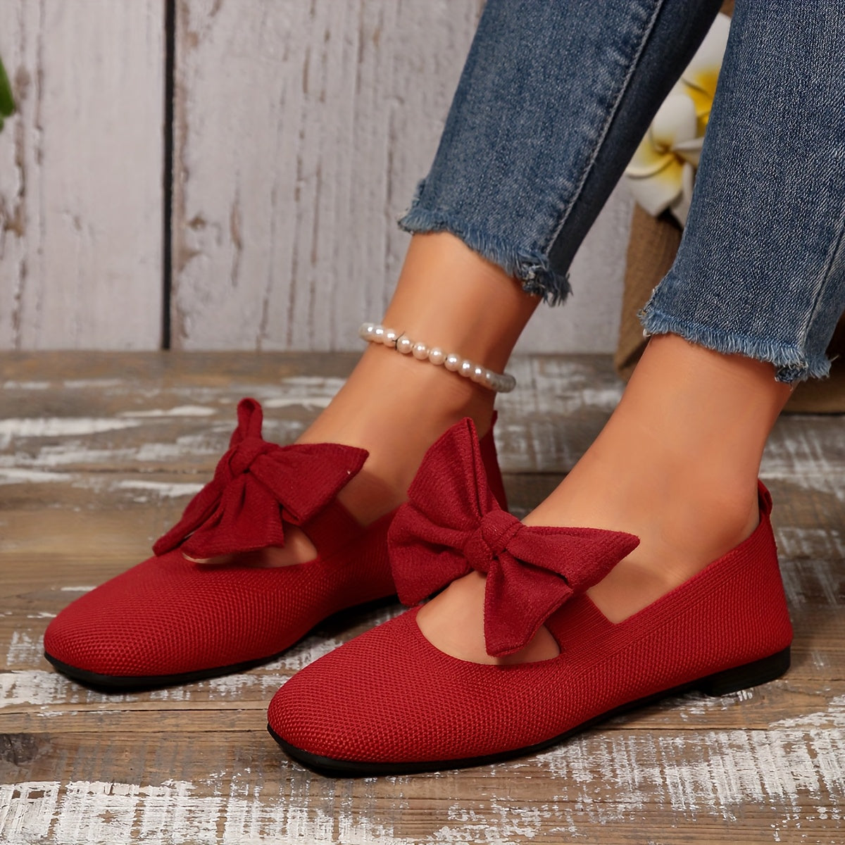 Neria | Women's Breathable Flat Shoes with Decorative Bow