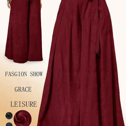 Valerie | High-Waisted Wide Leg Pants with Elegant Bow