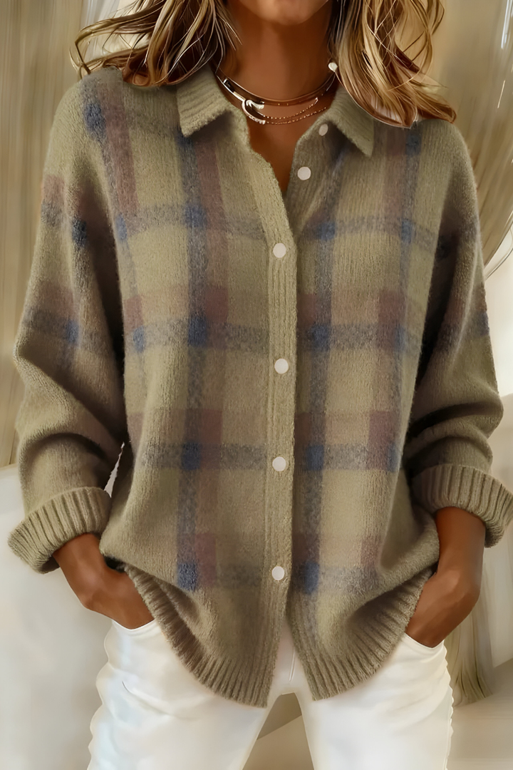 Noréa™ Cardigan Checkered Knit Dim Light