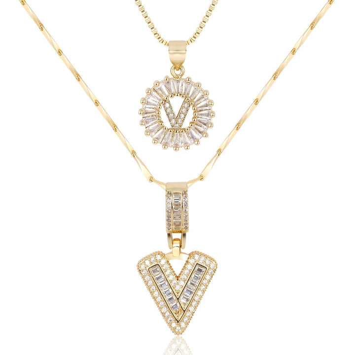Primrose™ Initial Letter Necklaces with 14k Diamonds (2 pieces)