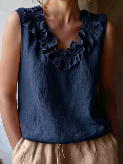 Katherine | Sleeveless Ruffled Loose Cut Blouse for Spring/Summer