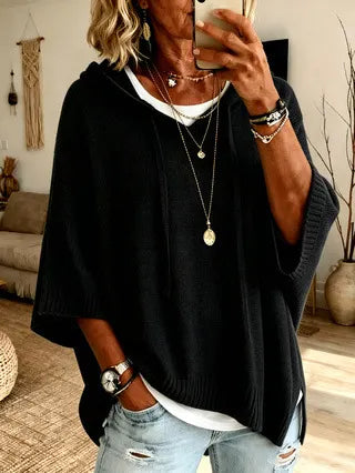 Celestine | Oversized Hoodie Sweater with Short Sleeves