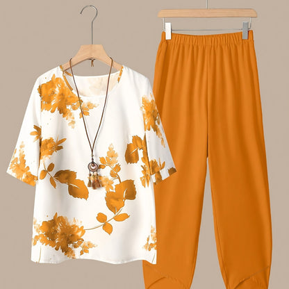 Fynley | Printed Two-Piece Set with Blouse and Comfortable Pants