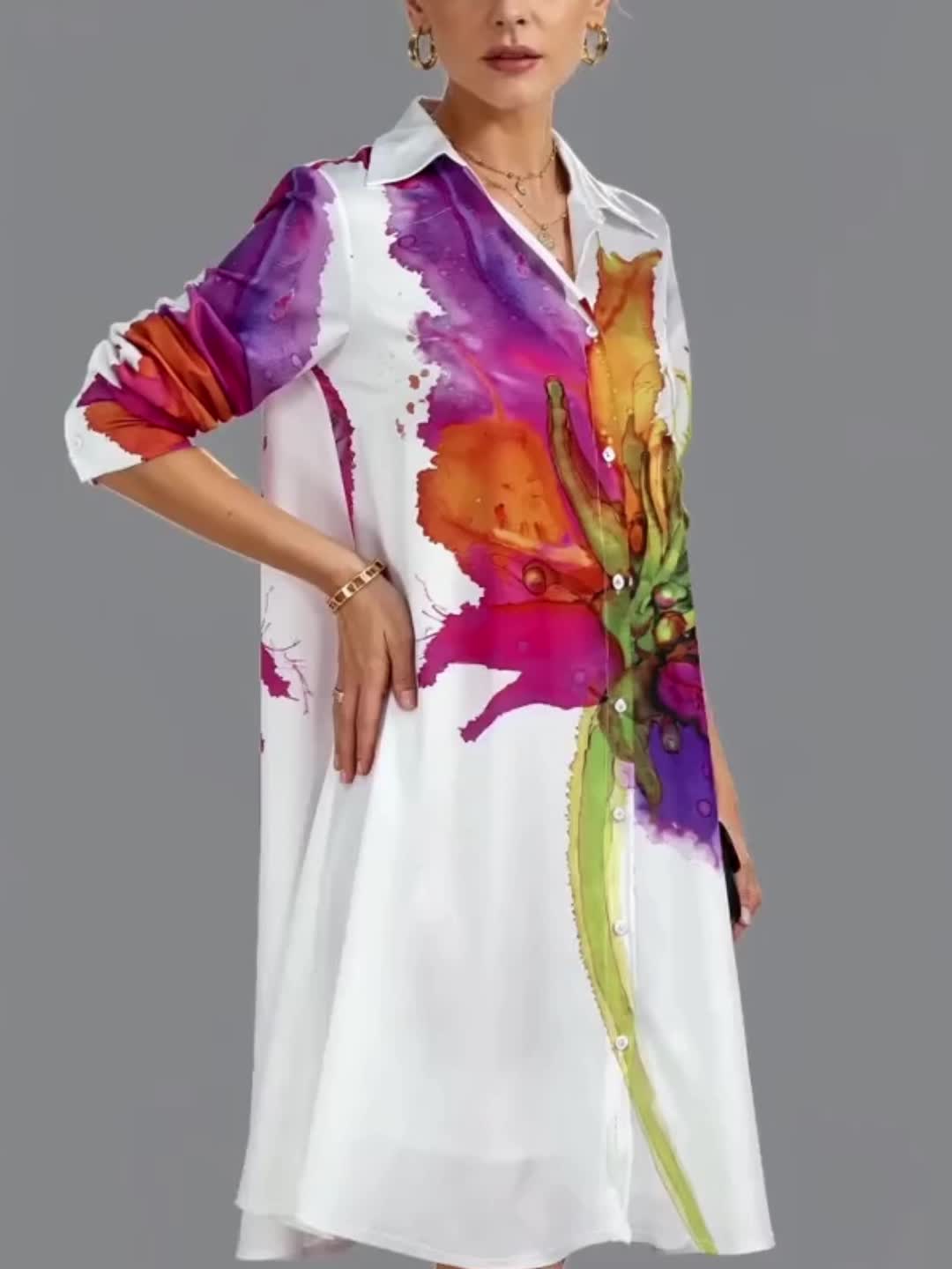 Emily | Elegant Fashion Printed Short Sleeve Dress