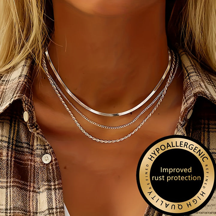 Winsley™ Elegant Three-Layer Necklace with Gold Finish