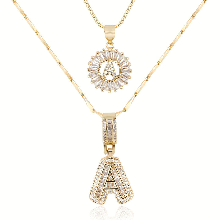 Primrose™ Initial Letter Necklaces with 14k Diamonds (2 pieces)