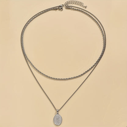 Seraphine | Men's Twisted Oval Chain Necklace in Stainless Steel, Casual Daily Fashion Accessory