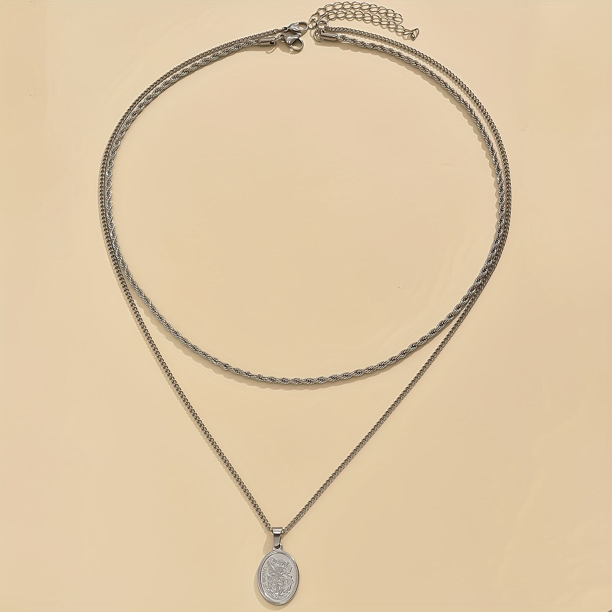 Seraphine | Men's Twisted Oval Chain Necklace in Stainless Steel, Casual Daily Fashion Accessory