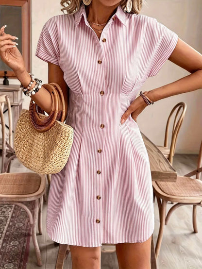 Corinna | Striped Shirt Dress with High Waist and A-Line Silhouette