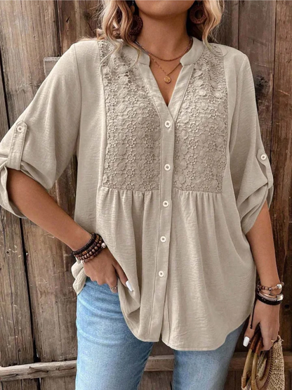 Vireya | Elegant Blouse with V-Neck and Buttons