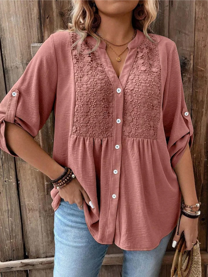 Vireya | Elegant Blouse with V-Neck and Buttons