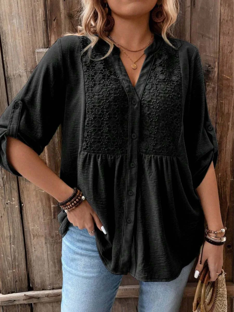 Vireya | Elegant Blouse with V-Neck and Buttons