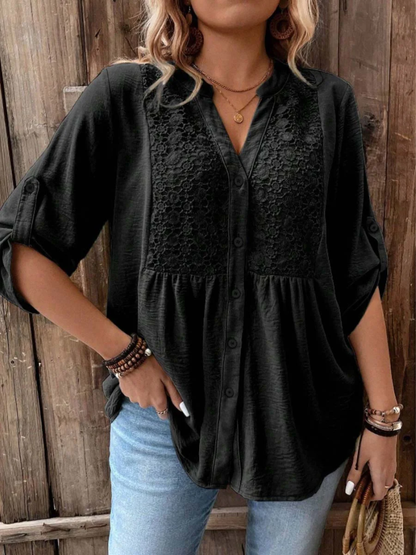 Vireya | Elegant Blouse with V-Neck and Buttons