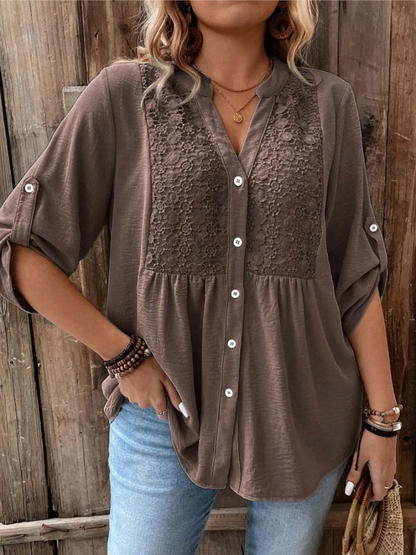 Vireya | Elegant Blouse with V-Neck and Buttons