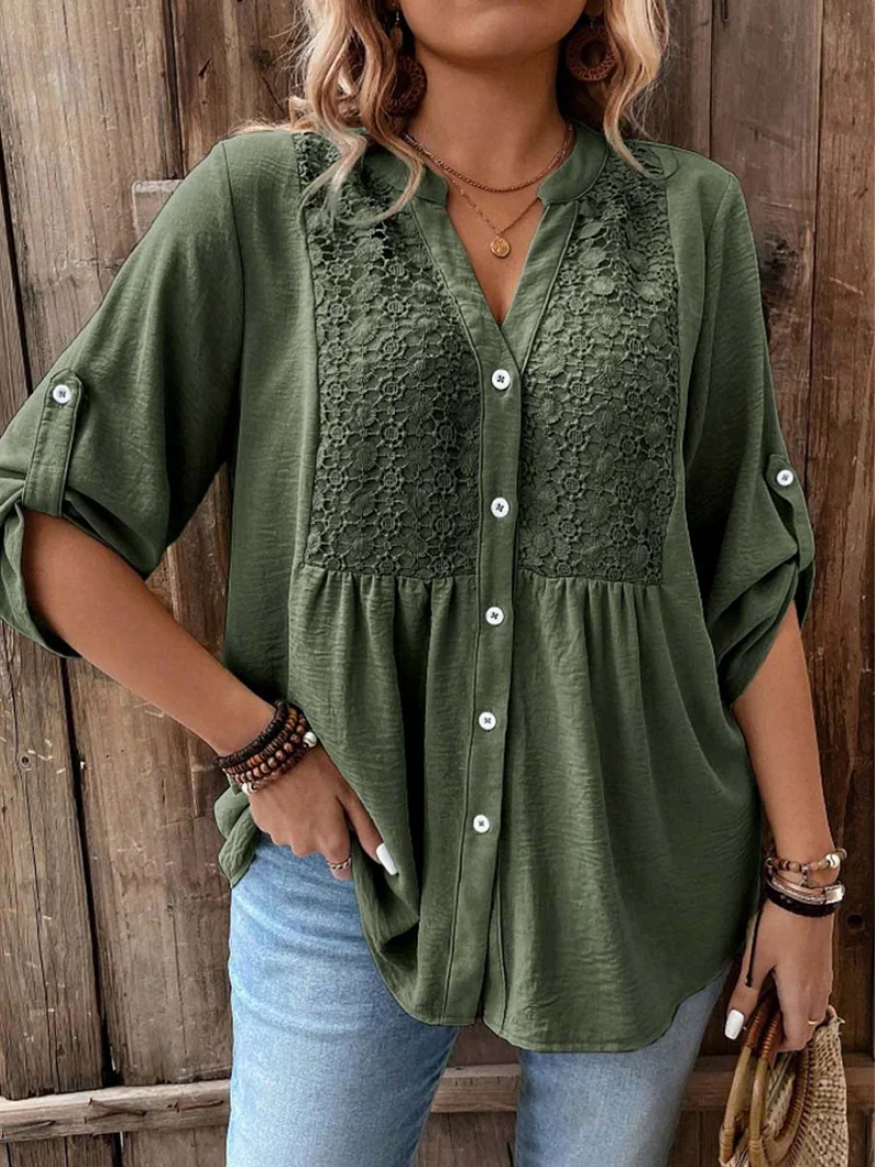 Vireya | Elegant Blouse with V-Neck and Buttons